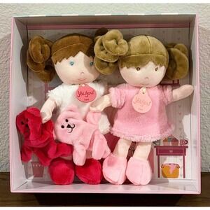JoliJou Paris Plush Doll Twins Soft Body Dolls with Teddy Bears Gift Box
